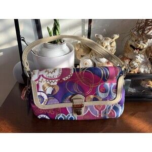 EUC Y2K (COACH 18383) Graffiti Poppy Shoulder Bag, Pink Purple Gold